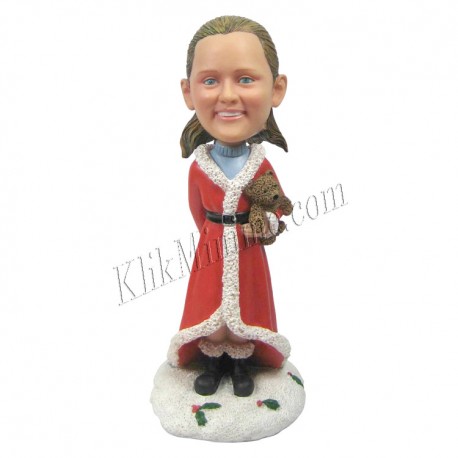 Patung Kiddies Christmas Kid with Teddy Bear